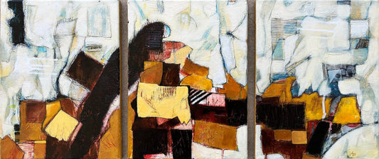 Angelov Yokel District three panel Acrylic on Canvas  12X27 inches