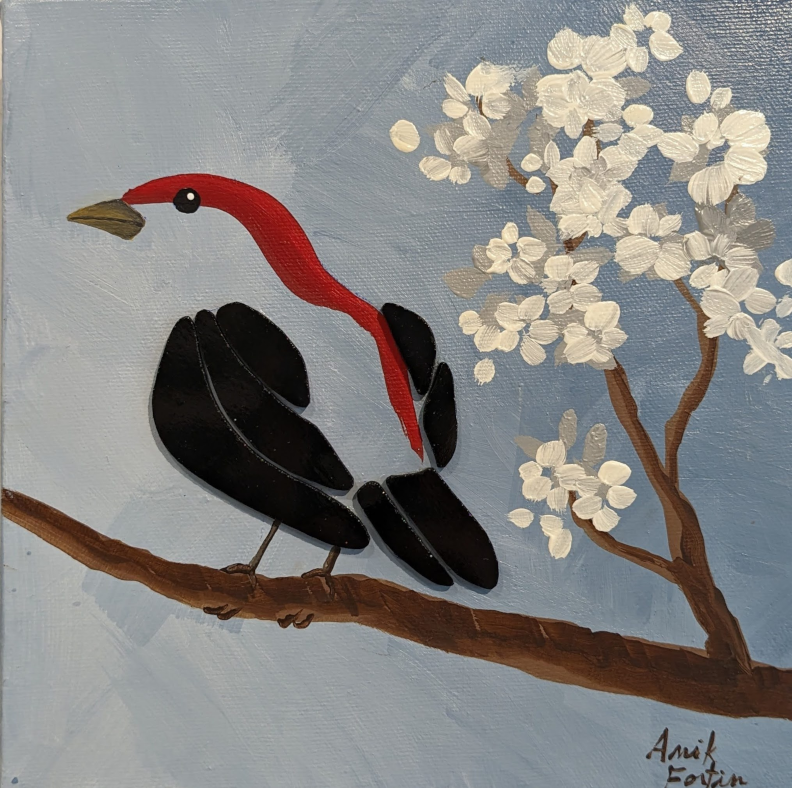 Anik Fortin Scarlet Tanager 8X8 Inches