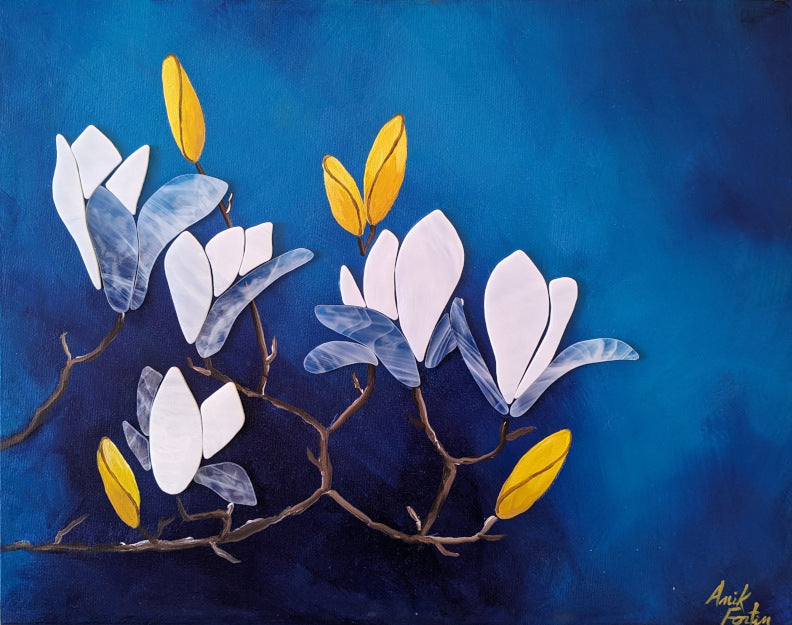 Anik Fortin White Magnolias 14X18 Inches