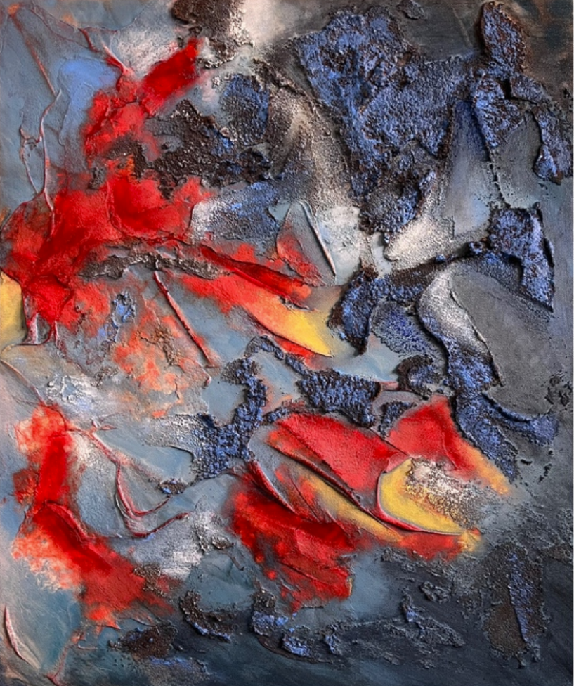 Cade Salamanca It’s Burning Mixed media 20X24 Inches.