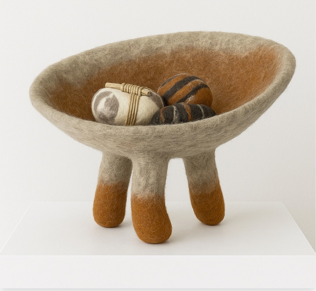 Beyond Words John Rolston DESERT TRIPOD Felt Sculpture 13X17 Inches.