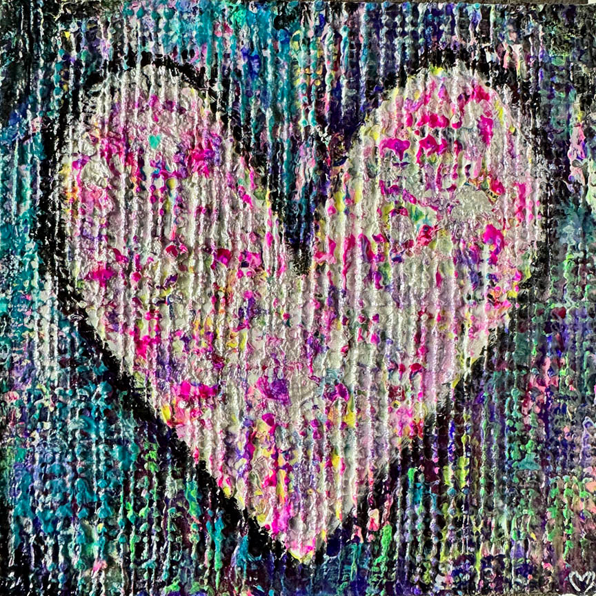 Crystal McDonald HEART 11 Acrylic on canvas, 8x8x1.5 inches.