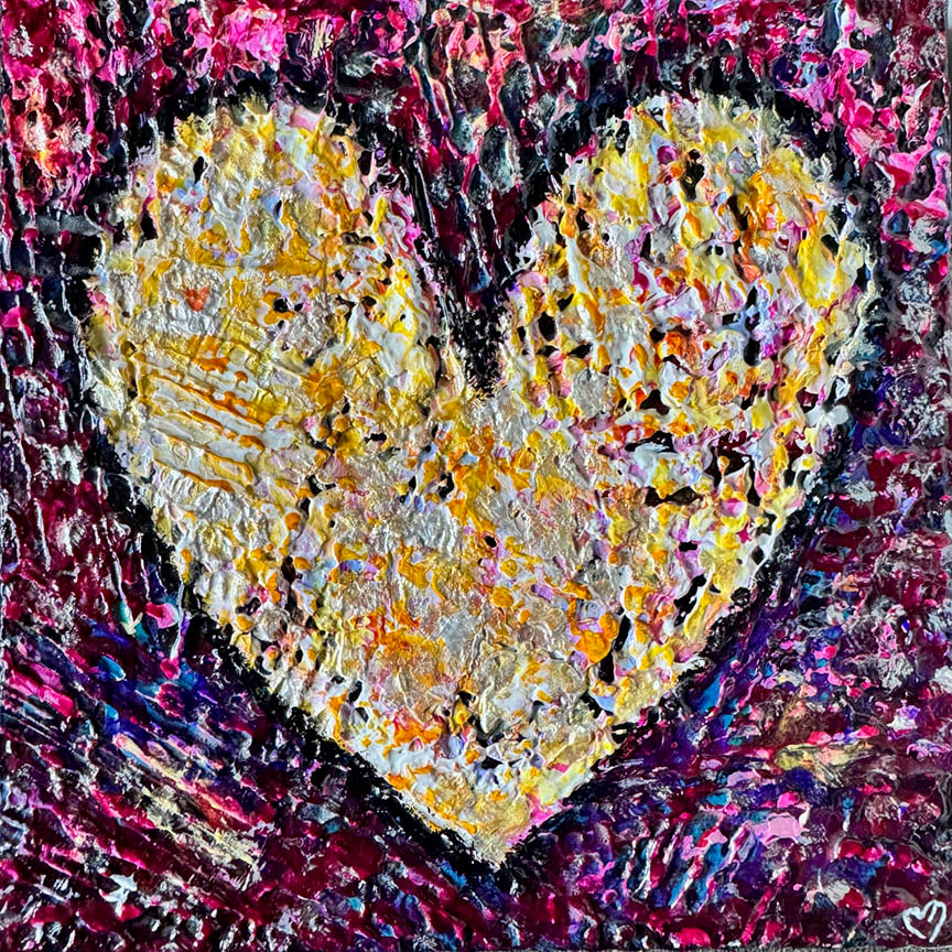 Crystal McDonald HEART 12 Acrylic on canvas, 8x8x1.5 inches.