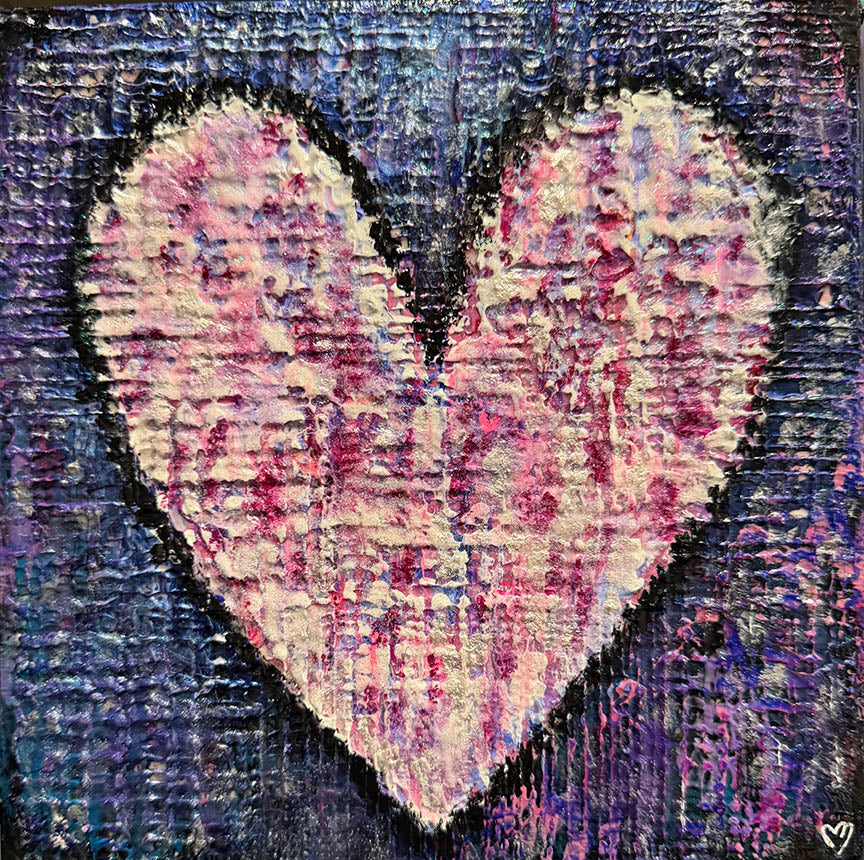 Crystal McDonald HEART 14 Acrylic on canvas, 8x8x1.5 inches.