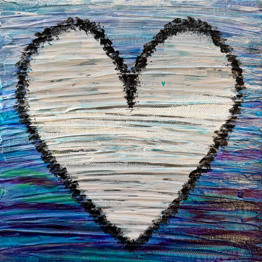 Crystal McDonald HEART 15 Acrylic on canvas, 8x8x1.5 inches.