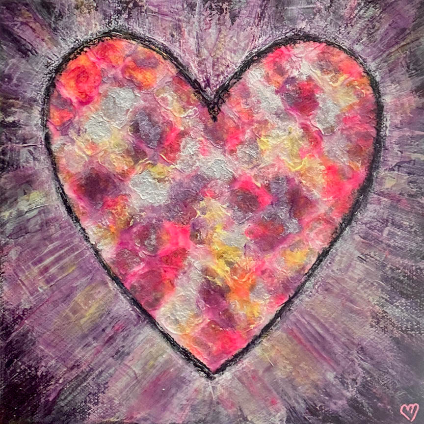 Crystal McDonald HEART 6 Acrylic on canvas, 8x8x1.5 inches.