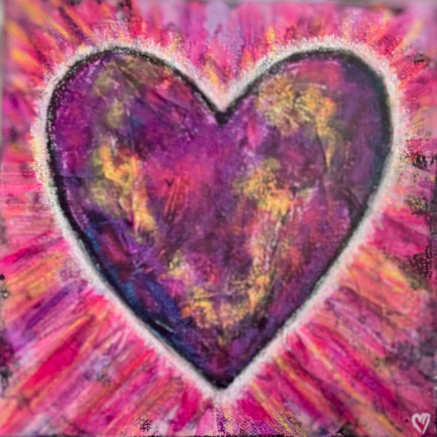 Crystal McDonald HEART 7 Acrylic on canvas, 8x8x1.5 inches.