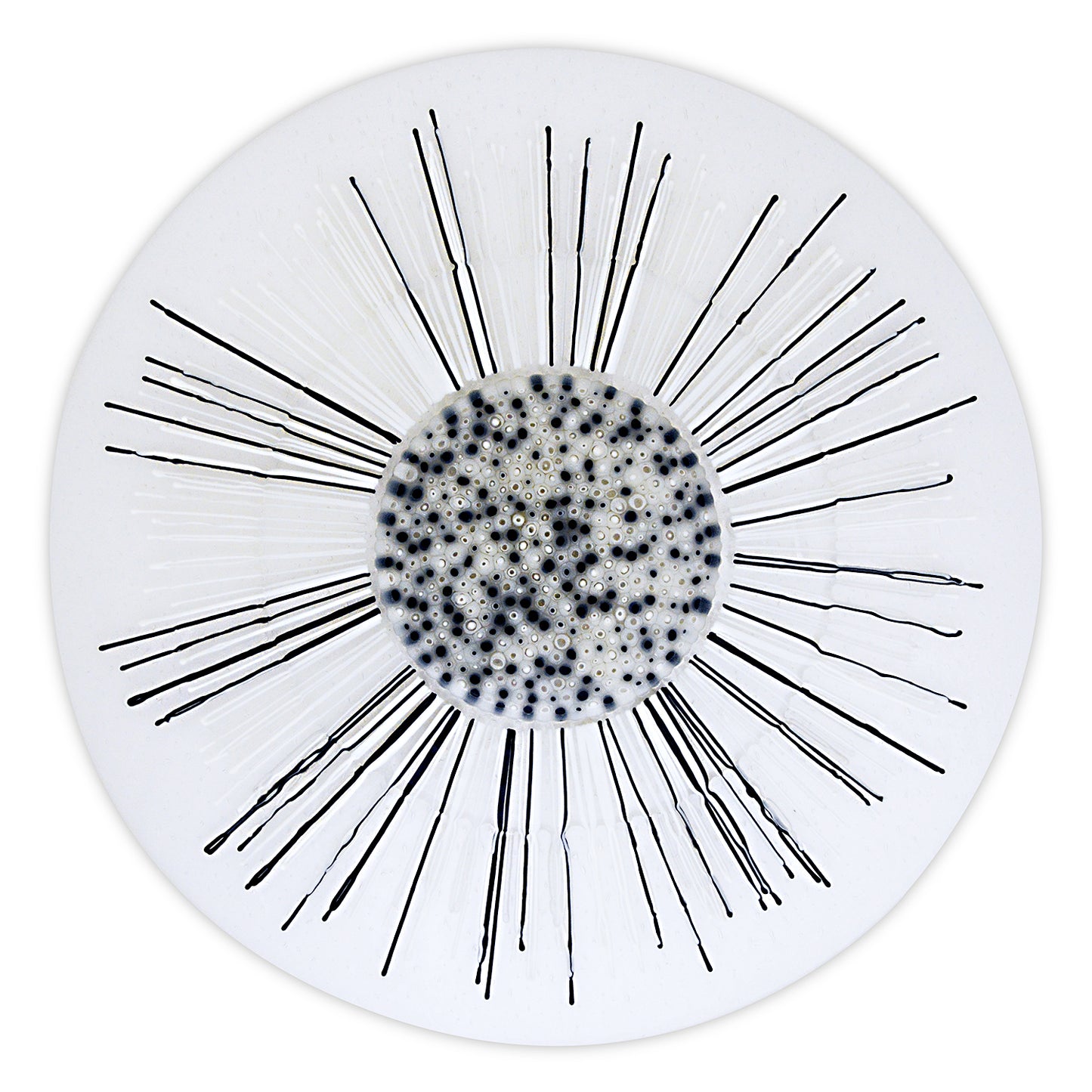 Lesley Clumeck ETHEREAL - “Strung Out" Series Kilnfired, Glass, Wall Sculpture18” x 18” x .875"