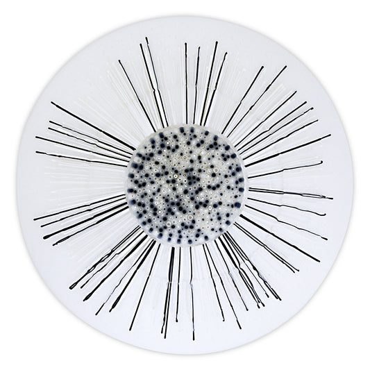 Lesley Clumeck ETHEREAL - “Strung Out" Series  Kilnfired, Glass, Wall Sculpture18” x 18” x .875"