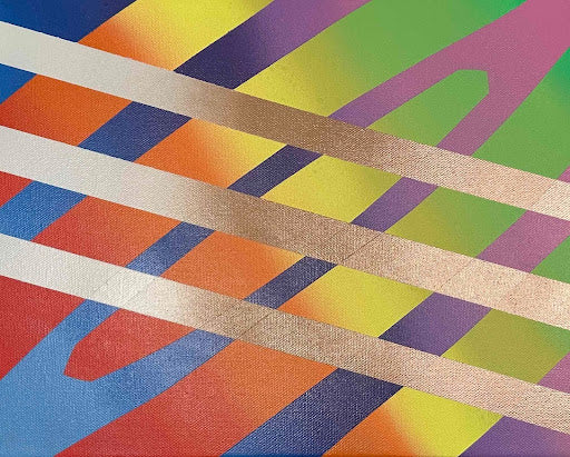 Joshua Klur COSMIC BYWAYS Acrylic Spray paint On Canvas 11X14 Inches.