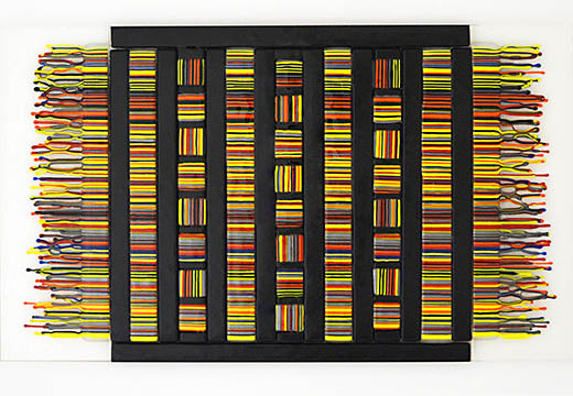 Lesley Clumeck CONNECTED -“Strung Out” Series Kilnfired, Glass, Wall Sculpture 21.125 x 12.375 x .875 