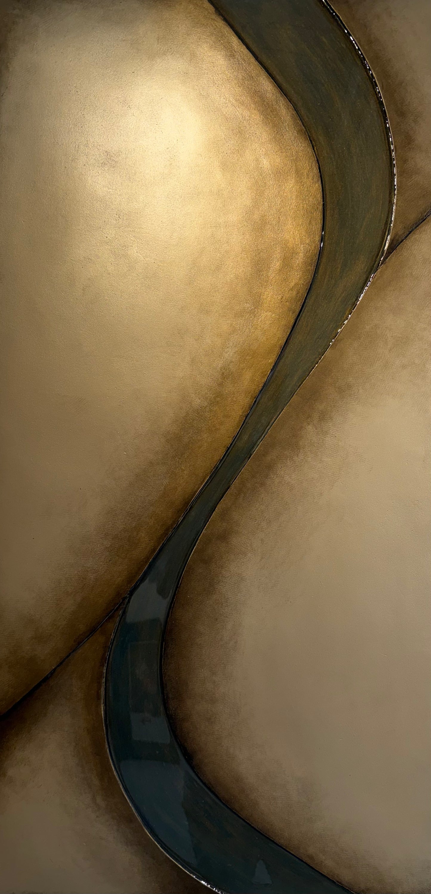 Lynn Dodge REFLECTION IV Mixed media on Board, 18X36 Inches.