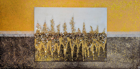 Melody, Desert Gold, Mixed Media with glass 24X48 Inches.