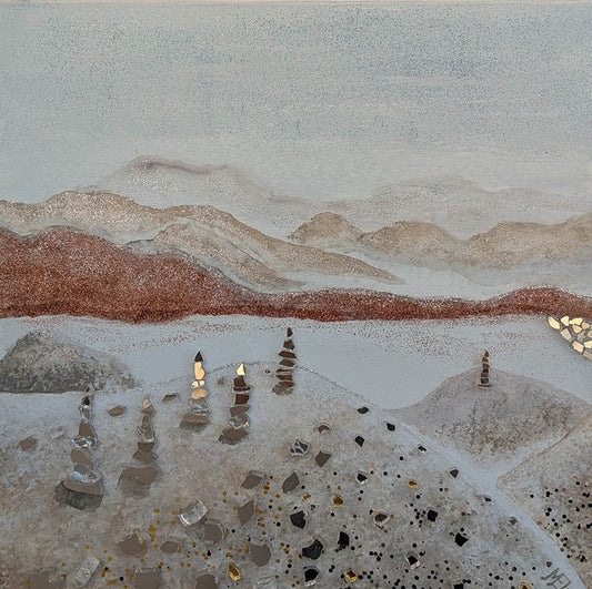 Melody, Desert View, Mixed Media with glass 18X18 Inches,