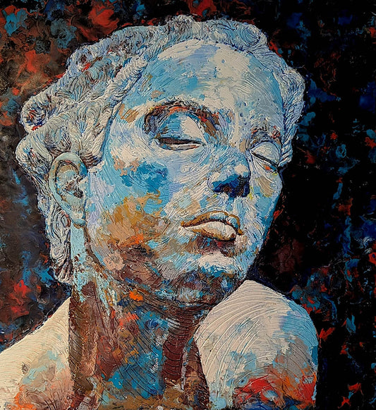 Mena Magdy BLUE DREAM 24X26 Inches Encaustic painting