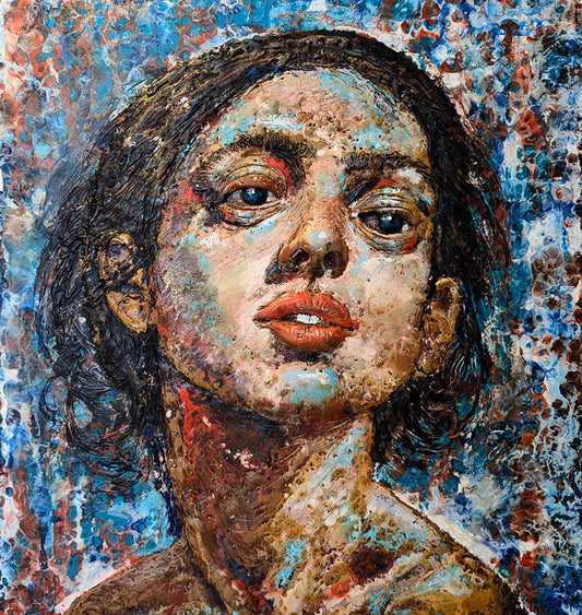Mena Magdy CONFETTIED 24X36 Inches Encaustic painting