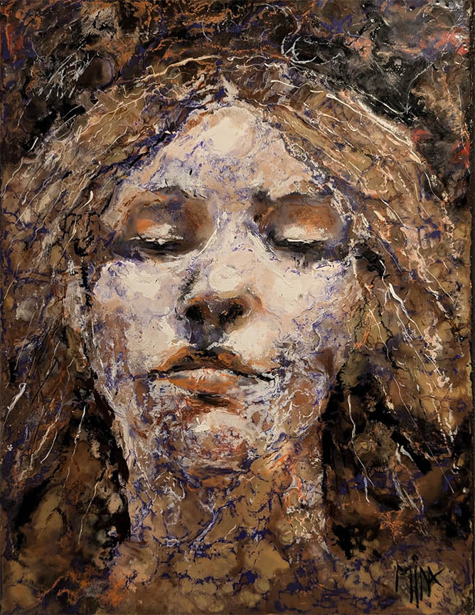 Mena Magdy Dream Encaustic (Heated wax) on Board 15X21 Inches