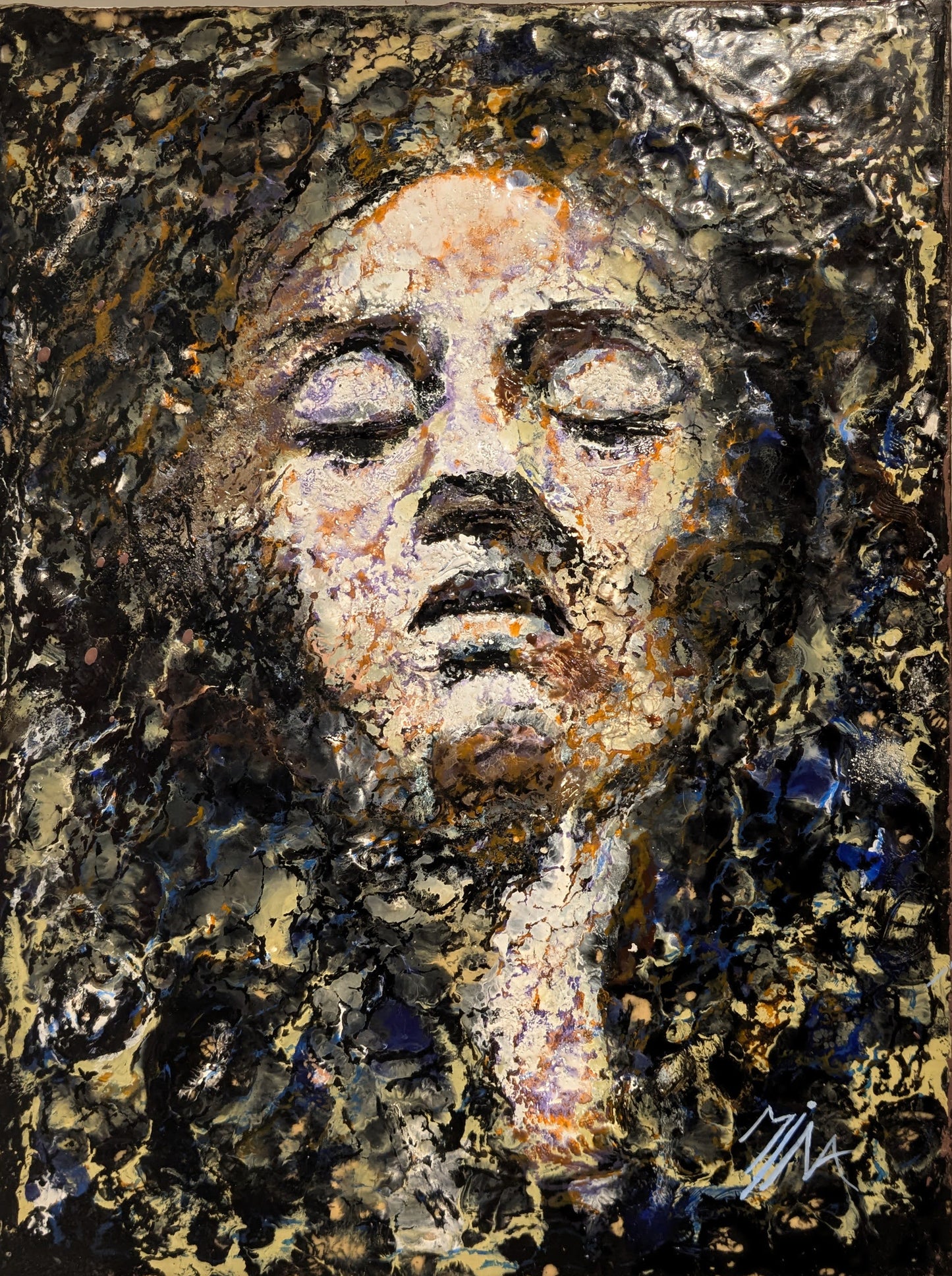 Mena Magdy In Deep Encaustic (Heated wax) on Board 15X21 Inches