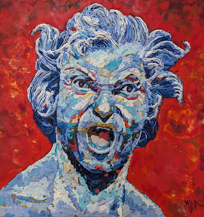 Mena Magdy THE SCREAMER Encaustic 24X26 Inches.