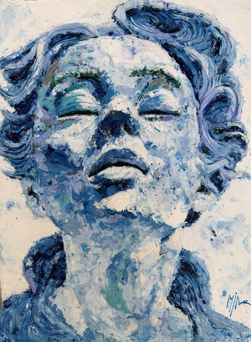 Mena Magdy WHERE DREAMS ARE Encaustic painting 12X16 Inches.