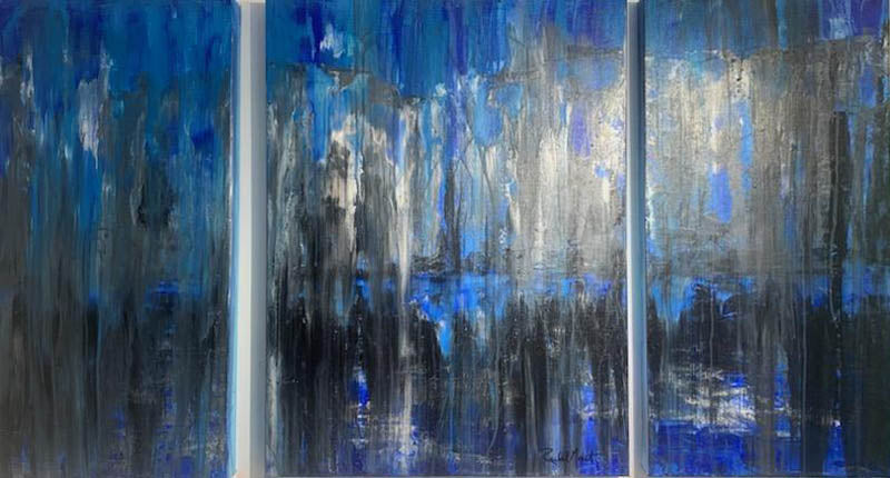 Rachel Monet Rainy Night Blues 24X42 inches