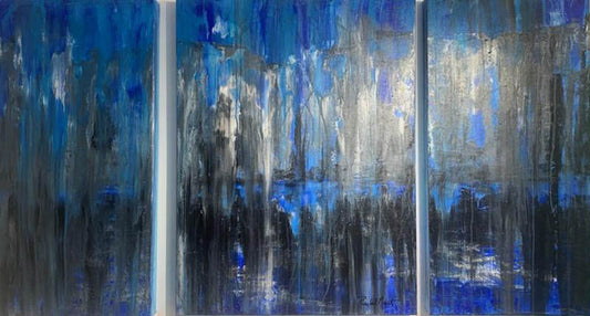 Rachel Monet Rainy Night Blues 24X42 inches
