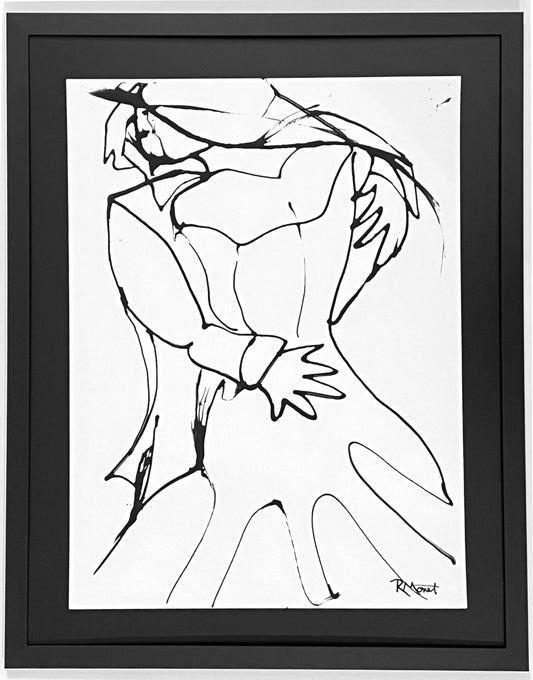 Rachel Monet Sweet Embrace      Acrylic Drawing on Paper    18x24 Unframed         22x28 Framed