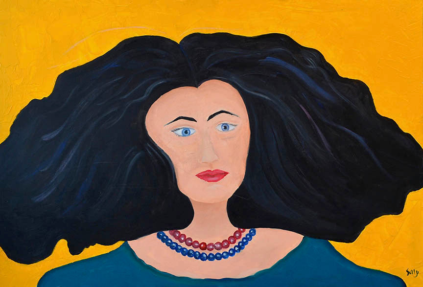 Sally-West big-hair-36X24 Acrylic on Canvas