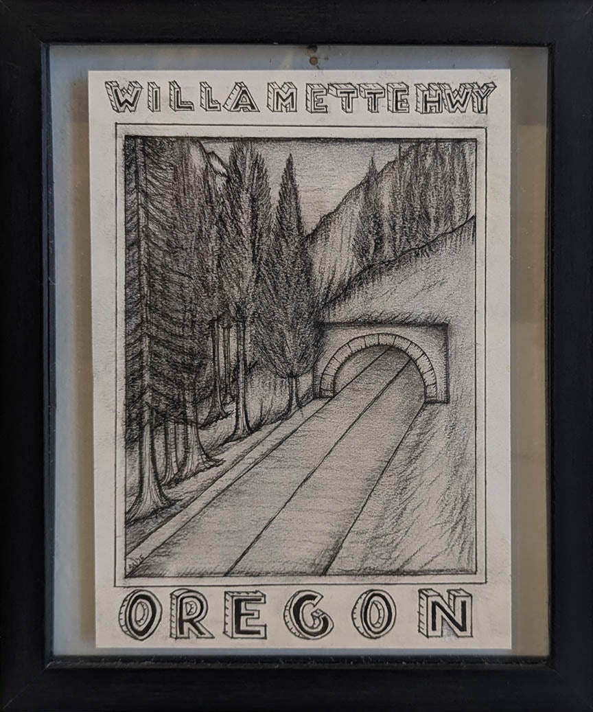 Spencer Wile VILLA METTE HWY Charcoal on Bristol Vellum 9X11 inches.