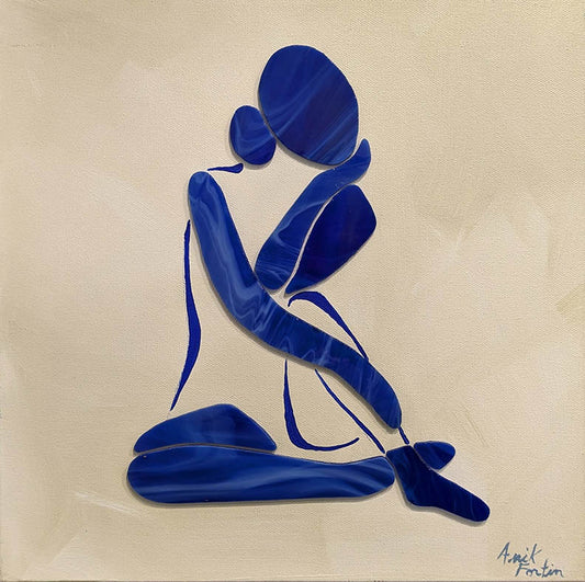 Anik Fortin Blue woman Dreaming 12X12 Inches