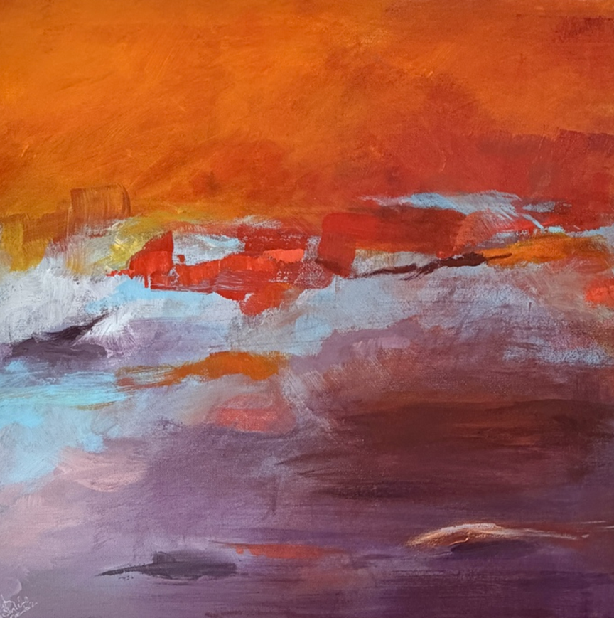 Anna Haczkiewicz My Sky Notes December 2 Acrylic on Canvas 24X24 Inches.