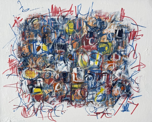 Tara Yellen NOW YOU SEE IT Mixed media on canvas 20X16. Inches.