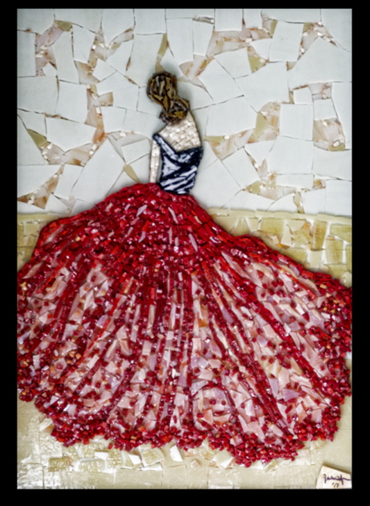 Beyond Words Joshua Levin THE BALL GOWN Glass Mosaic 18X26 Inches.