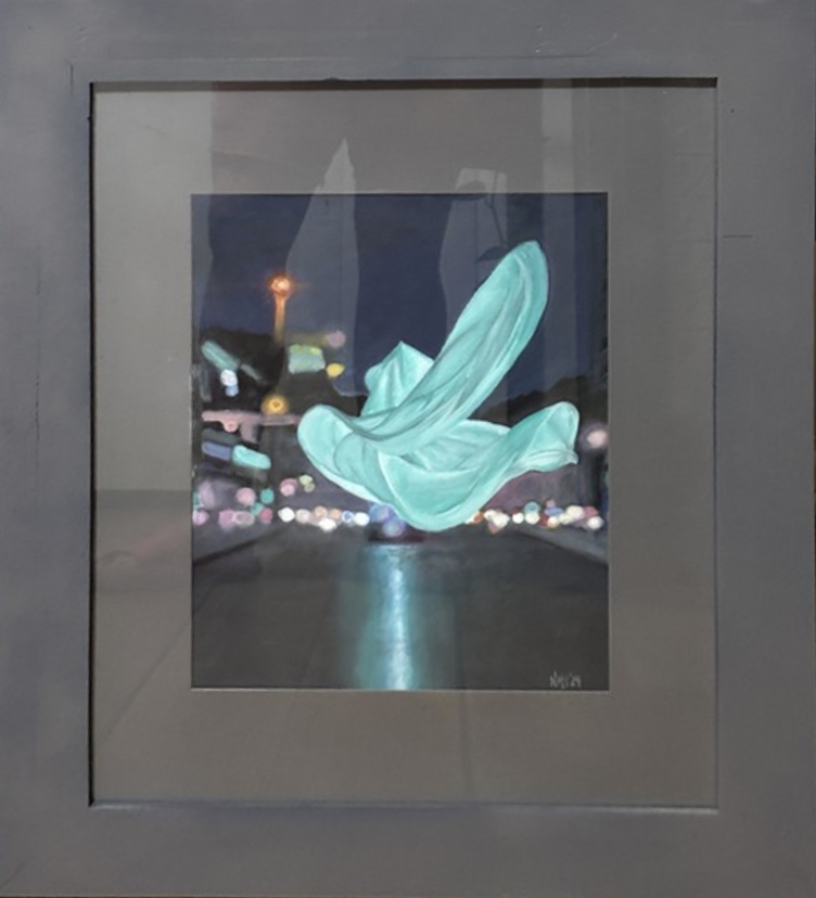 Beyond Words Nicole Valdez CASE 5 Oil on Paper 24X24 Inches.