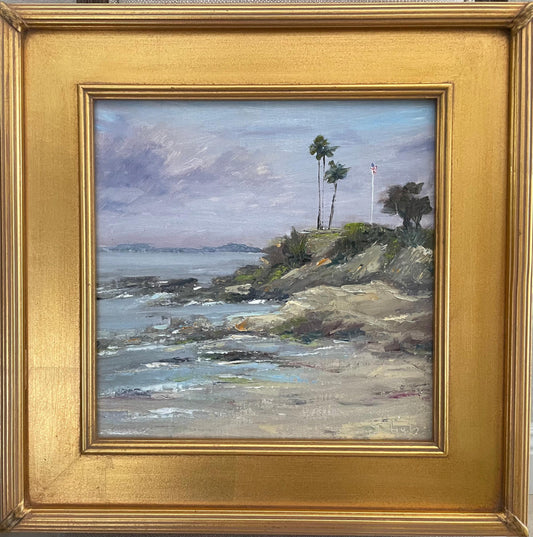 Craig Schub ROCKPILE BEACH 12x12 inches Oil on Canvas board