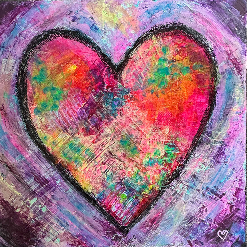 Crystal McDonald HEART 10 Acrylic on canvas, 8x8x1.5 inches.