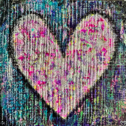 Crystal McDonald HEART 11 Acrylic on canvas, 8x8x1.5 inches.