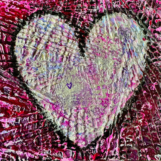 Crystal McDonald HEART 13 Acrylic on canvas, 8x8x1.5 inches.