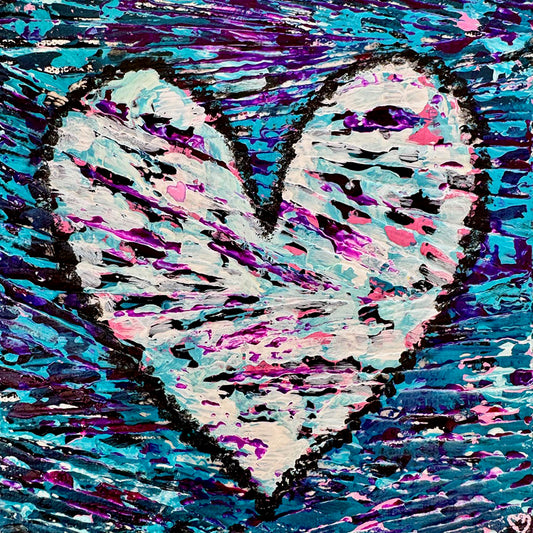 Crystal McDonald HEART 17 Acrylic on canvas, 8x8x1.5 inches.