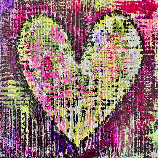 Crystal McDonald HEART 19 Acrylic on canvas, 8x8x1.5 inches.