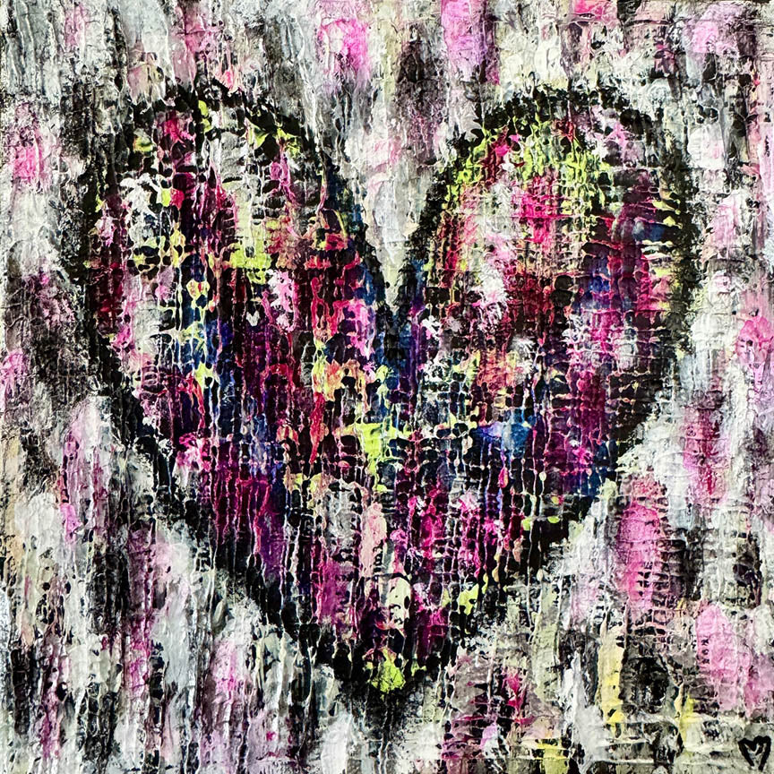 Crystal McDonald HEART 20 Acrylic on canvas, 8x8x1.5 inches.