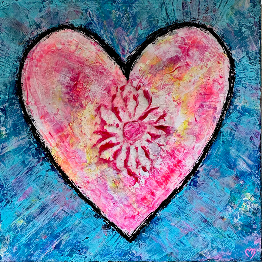 Crystal McDonald HEART 4 Acrylic on canvas, 8x8x1.5 inches.