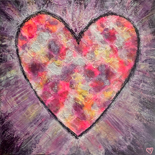 Crystal McDonald HEART 6 Acrylic on canvas, 8x8x1.5 inches.