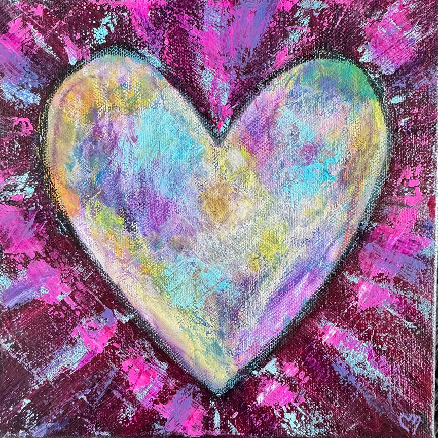 Crystal McDonald HEART 8 Acrylic on canvas, 8x8x1.5 inches.