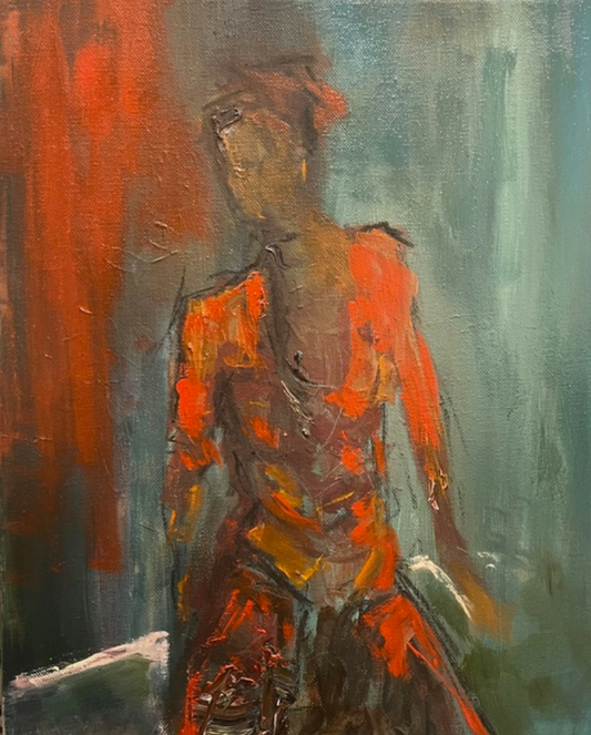 WORLD EXPRESSION Elizabeth Gorcey SEEING RED Oil on Canvas 14" x 11" x 1"