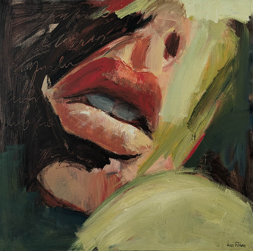 Hugo Rivera LIPS Acrylic Oil On canvas 40X40 Inches.