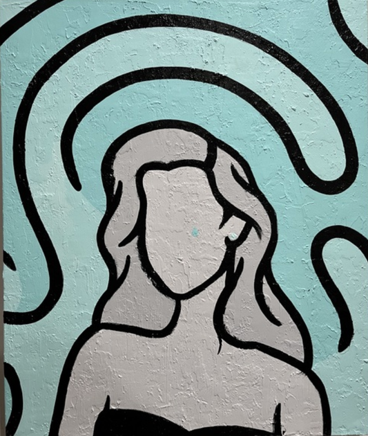 WORLD EXPRESSIONS Jesus Cruz TIFFANY'S BLUES Acrylic 24" x 20" x 1.5"