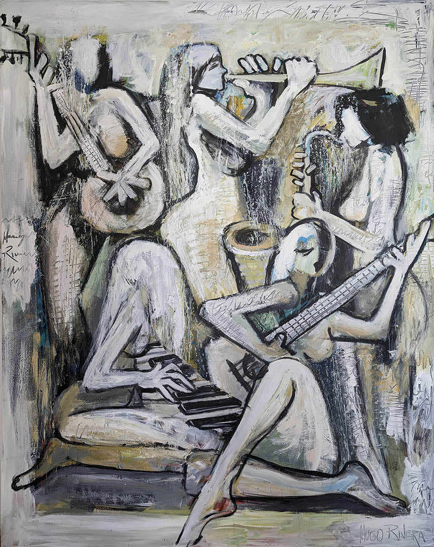 Josha Klur Musicians Acrylic on Canvas 18X24 Inches.