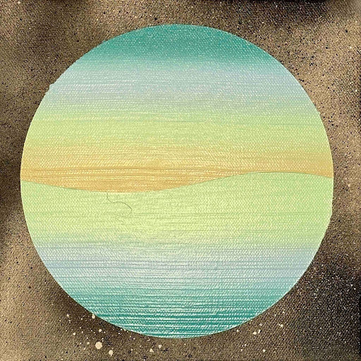 Joshua Klur CELESTIAL ORB 2 Acrylic and Spray paint On Canvas 8X8 Inches.