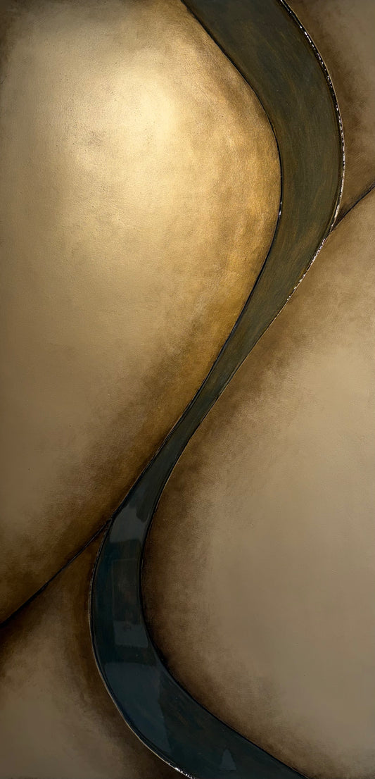 Lynn Dodge REFLECTION IV Mixed media on Board, 18X36 Inches.